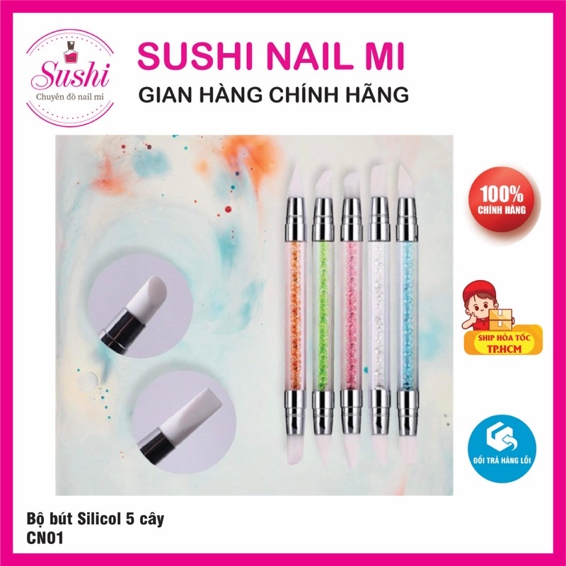 Bộ bút chấm bi  - Set bút chấm bi silicon vẽ nail, vẽ móng 5 cây - Sushi Nail Mi