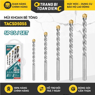 Combo 5 mũi khoan bê tông TOTAL TACSD5055 đủ kích thước, không cong vênh, mài mòn Mũi khoan đa năng