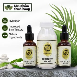 Combo Hoàng Thiên Sâm tái tạo da siêu cấp gồm 2 serum và 1 bột rửa mặt