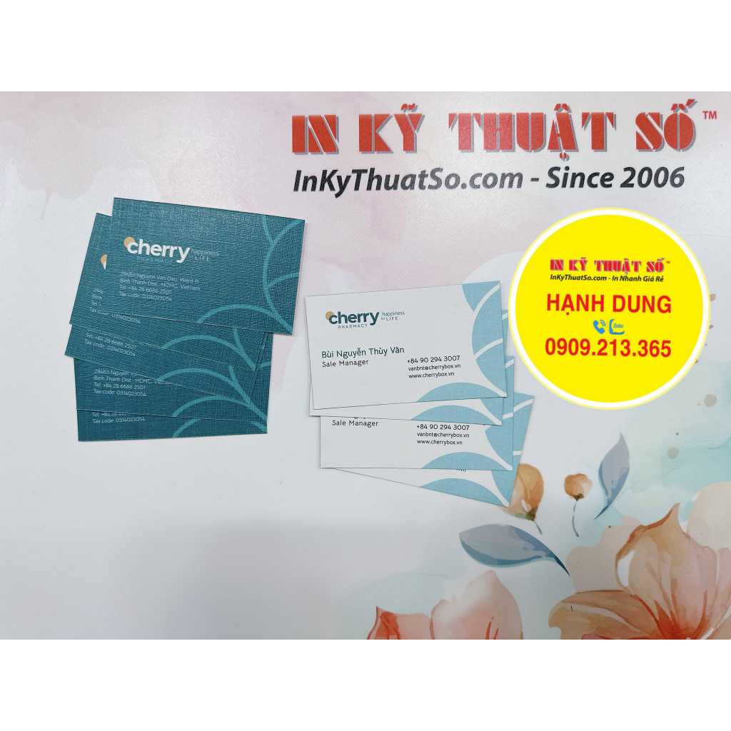 Namecard: giấy mỹ thuật K02, in 2 mặt + cắt thành phẩm - In Kỹ Thuật Số 365 Lê Quang Định - Dung Inkythuatso