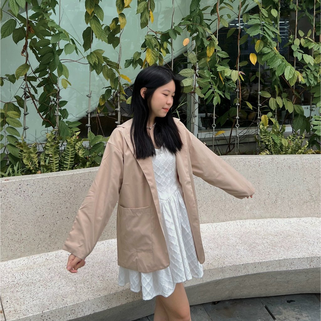 Áo khoác măng tô kaki nâu be Hàn Quốc