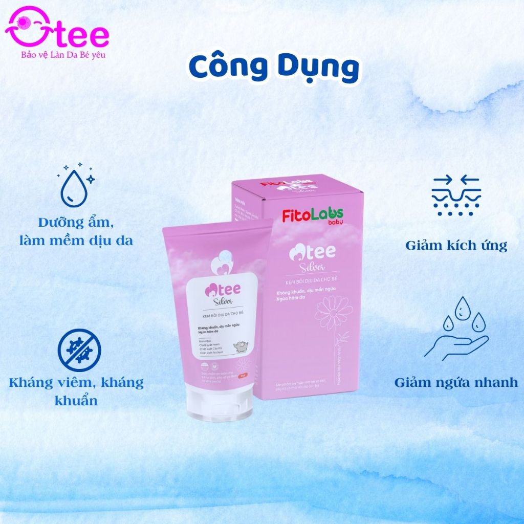 Kem Bôi Da Fitolabs Otee Silver Chứa Nano Bạc Giúp Làm Sạch Da, Giảm Ngứa, Hạn Chế Chàm, Rôm Sảy Cho Bé Tuýp 30g FITO6