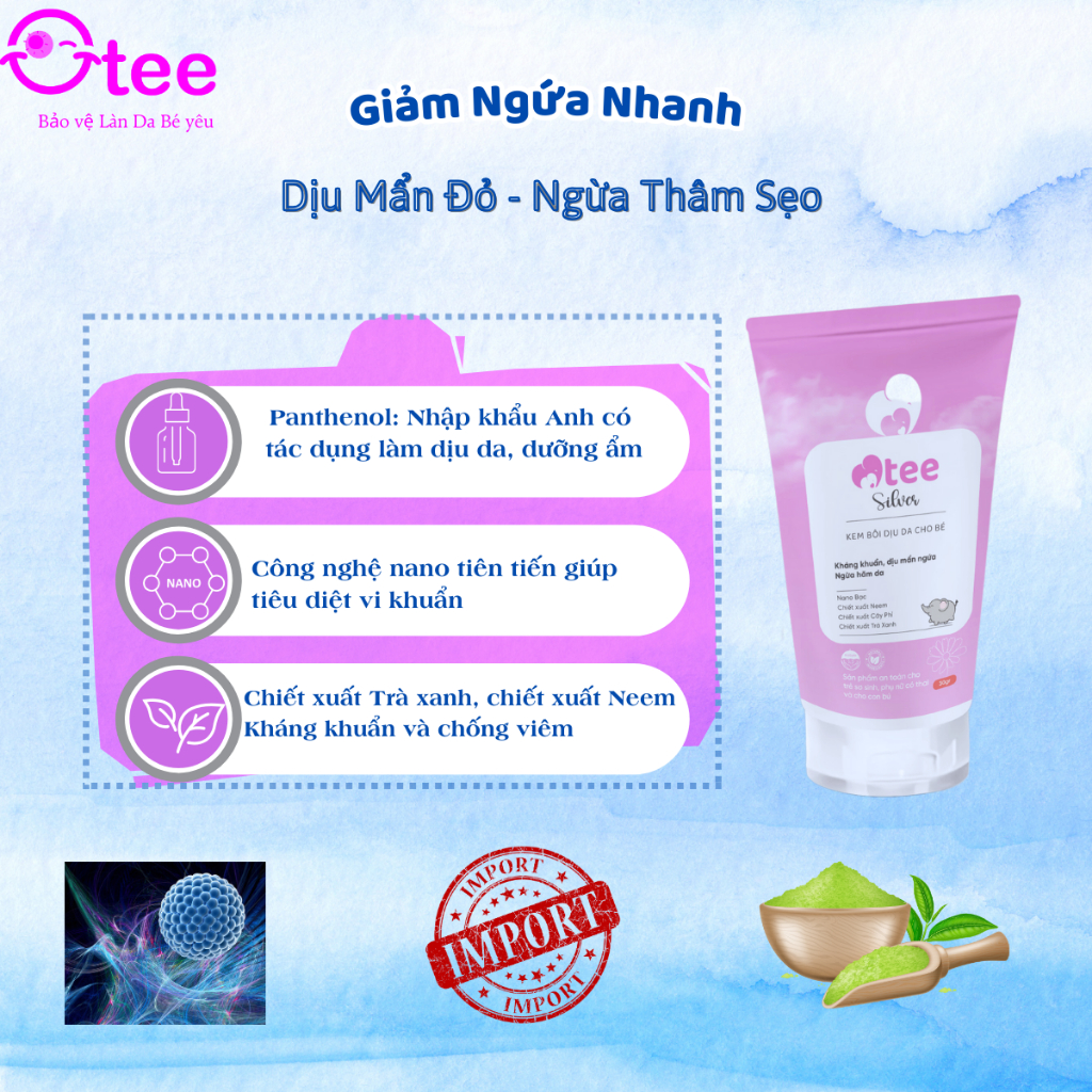 Kem Bôi Da Fitolabs Otee Silver Chứa Nano Bạc Giúp Làm Sạch Da, Giảm Ngứa, Hạn Chế Chàm, Rôm Sảy Cho Bé Tuýp 30g FITO6