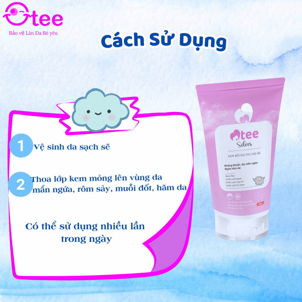 Kem Bôi Da Fitolabs Otee Silver Chứa Nano Bạc Giúp Làm Sạch Da, Giảm Ngứa, Hạn Chế Chàm, Rôm Sảy Cho Bé Tuýp 30g FITO6