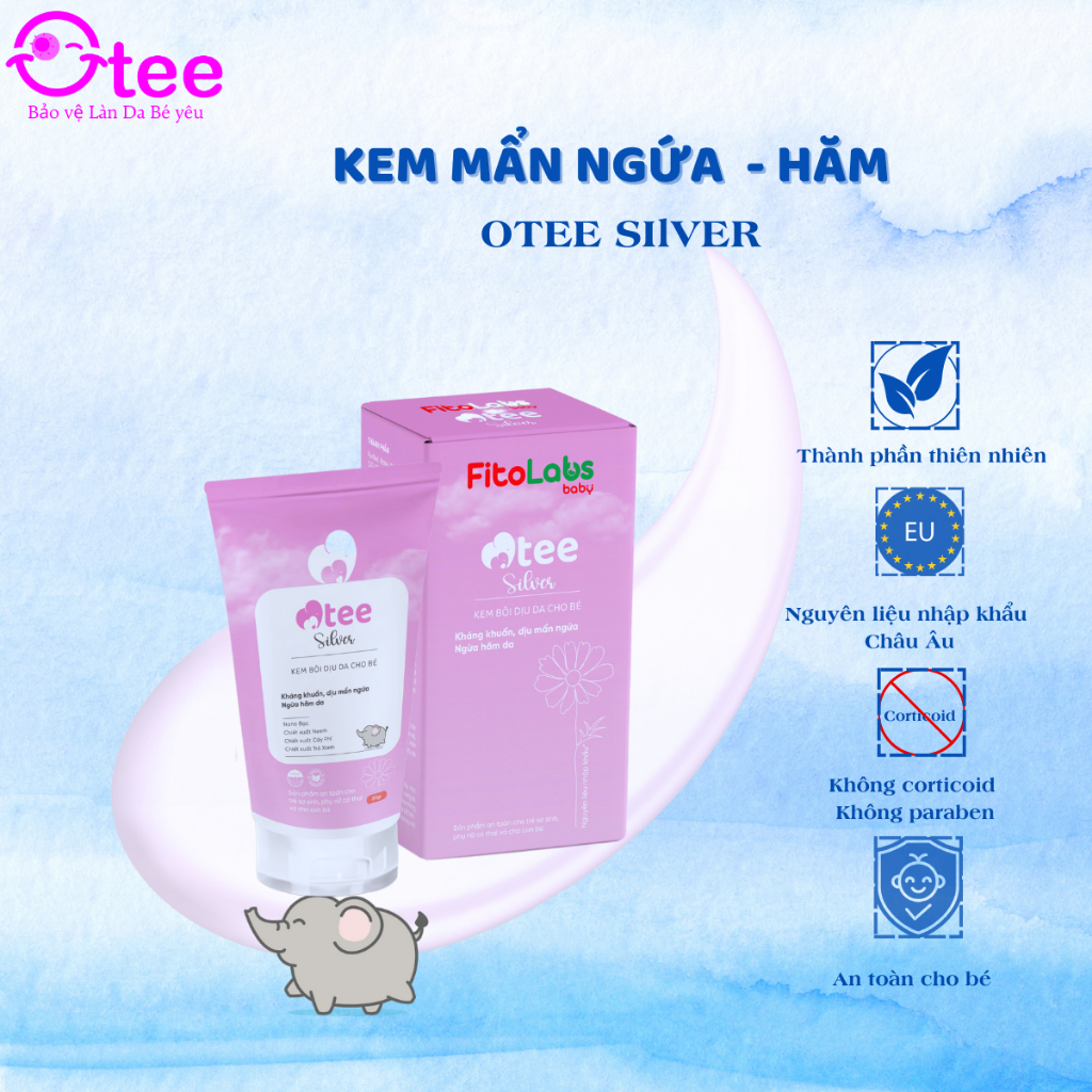 Kem Bôi Da Fitolabs Otee Silver Chứa Nano Bạc Giúp Làm Sạch Da, Giảm Ngứa, Hạn Chế Chàm, Rôm Sảy Cho Bé Tuýp 30g FITO6
