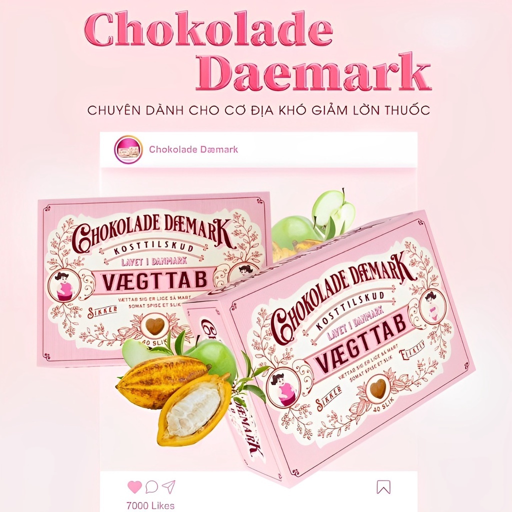 Kẹo giảm cân Đan Mạch, kẹo socola giảm cân hiệu quả an toàn Vaegttab - Hộp 40 Viên
