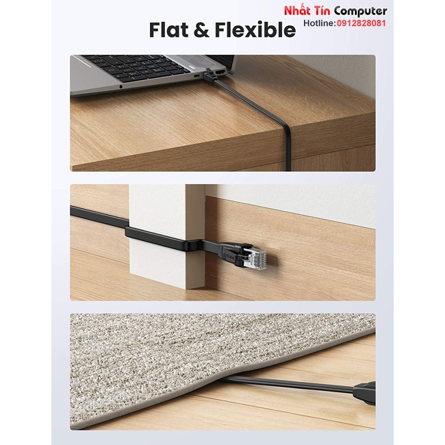 Cáp mạng đúc sẵn dẹt Cat8 U-FTP 30AWG 2000Mhz Ugreen 10979 cao cấp