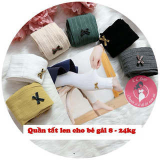 Quần tất cho bé gái , quần tất len không bàn, có bàn cho bé đính nơ T74