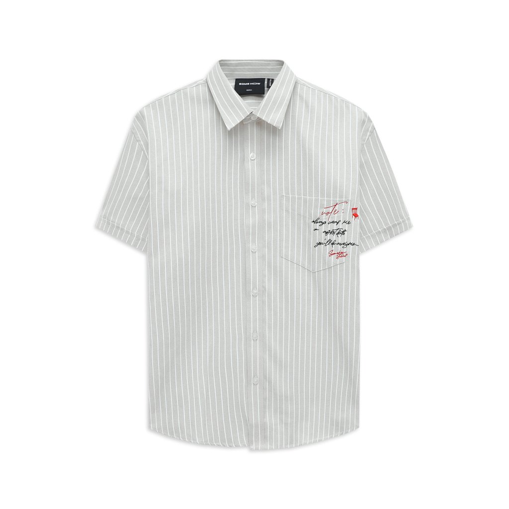 Áo Sơ Mi Nam NT Stripe Wording On Pocket, Chất Vải Oxford Cotton Thoải Mái