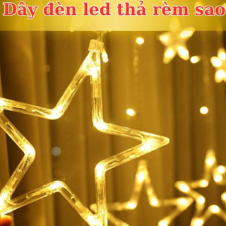 Dây Đèn Led Thả Rèm Sao Vàng/Đủ Màu 4m Trang Trí Tết, Led Trang Trí Noel, Trang Trí Ngoài Trời, Led Màn Sao