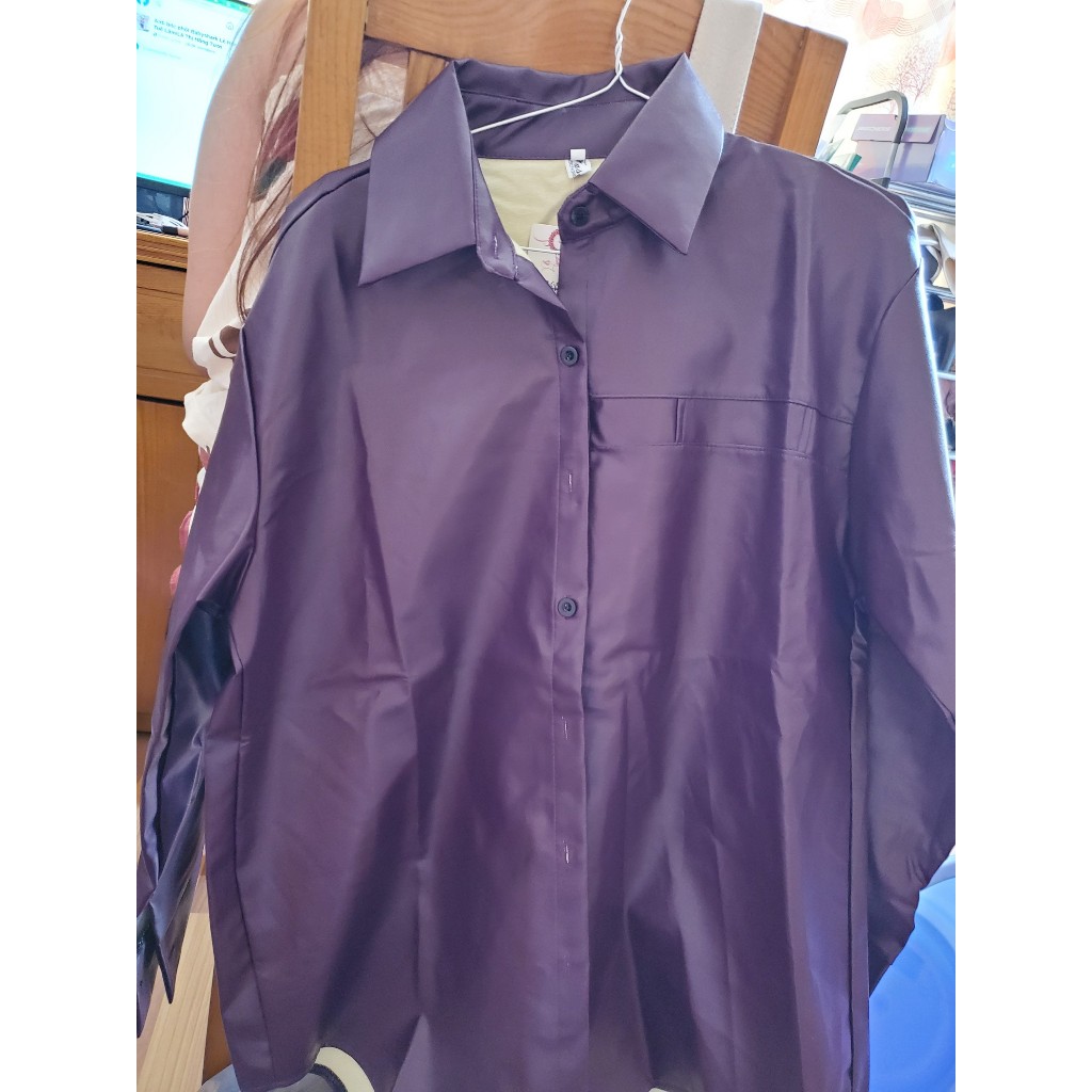 Áo Khoác Da PU Kèm Sơ Mi Nữ Freesize <55kg  Retro Áo Sơ Mi Đa Năng Panda38 Hỏa Tốc