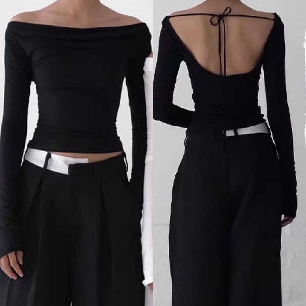 Áo Tay Dài Hở Lưng Dây Cột Nơ Sang Chảnh - Chuly