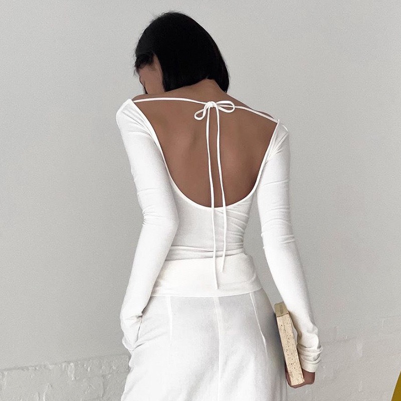 Áo Tay Dài Hở Lưng Dây Cột Nơ Sang Chảnh - Chuly