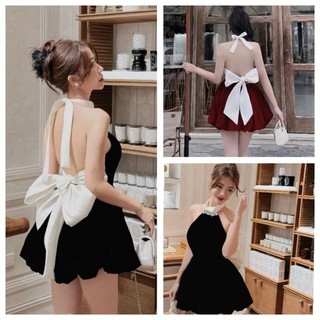 ĐẦM NHUNG ĐỎ ĐÍNH NÚC BODY SƯỜN XÁM XẺ TÀ alohashop91