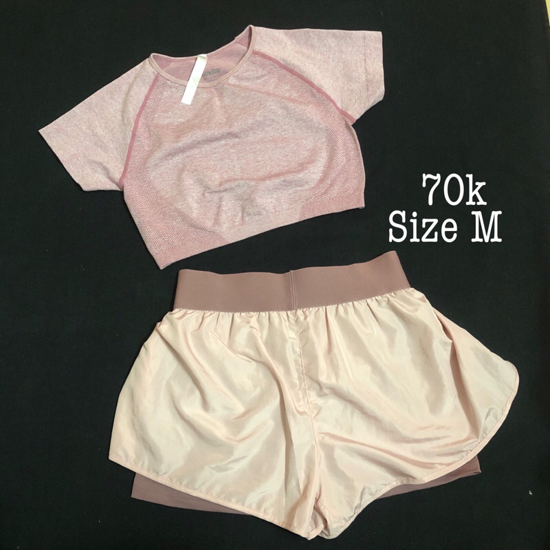 Set đồ tập yoga gym đồ tập thể thao quần đùi áo ngắn tay