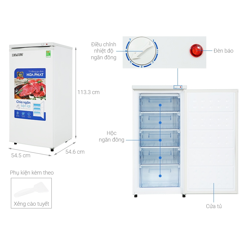 Tủ đông đứng Hòa Phát 147 Lít HPF UAH6147 - Hàng chính hãng