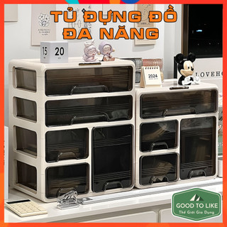 Hộp đựng đồ để bàn 5 tầng ngăn chứa rộng rãi có ngăn kéo chất liệu nhựa mica trong suốt - tủ đựng đồ để bàn decor