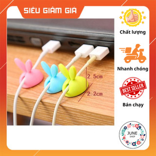 Combo 4 nút cố định dây cáp sạc, tai nghe hình tai thỏ dễ thương