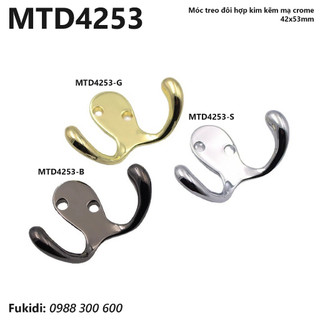 Móc treo đôi chất liệu hợp kim kẽm mạ crome kích thước 42x53mm - MTD4253