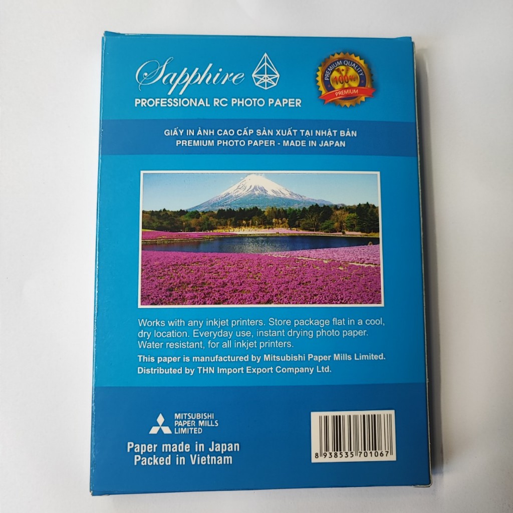 Giấy in ảnh Sapphire RC Glossy 13x18 240gsm 5R  Chính hãng Nhật Bản, giấy in ảnh 1 mặt, dùng cho máy in phun