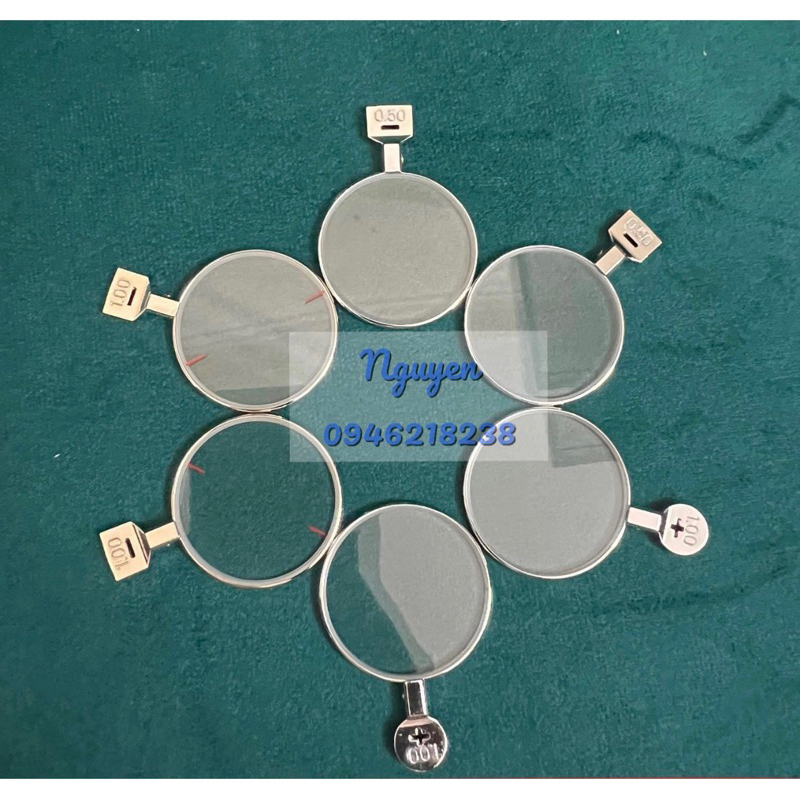 Miếng tròng thử thuỷ tinh, viền inox hàng loại 1, đủ cận, viễn, loạn