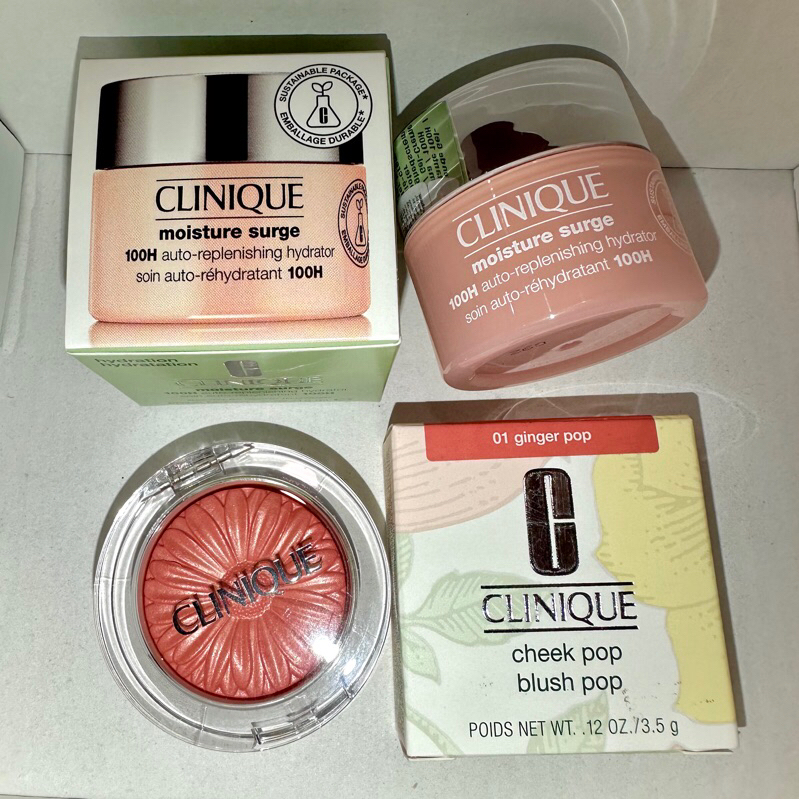 Set Clinique phấn má hồng Ginger Pop + kem dưỡng ẩm 100H 15ml