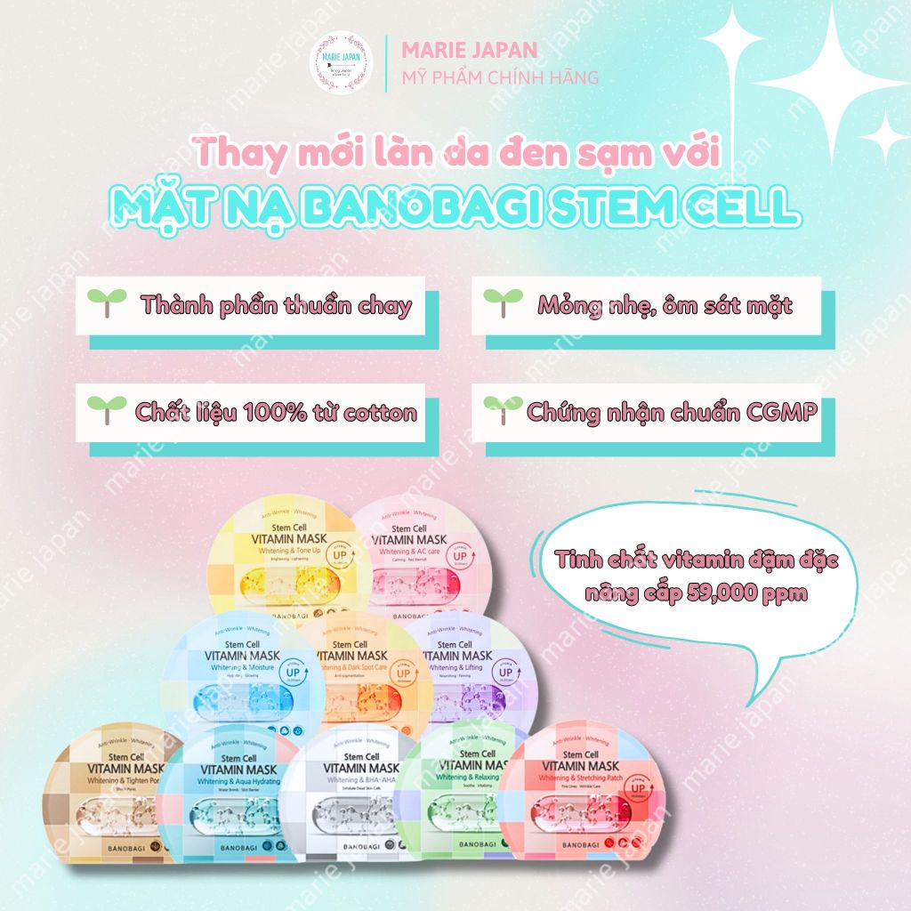 Mặt Nạ Banobagi STEM CELL Dưỡng Ẩm Trắng Da Vita Genic Jelly Vitamin Mask