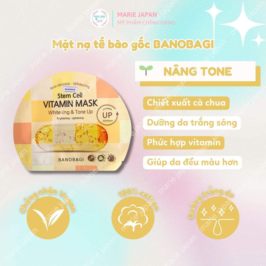 Mặt Nạ Banobagi STEM CELL Dưỡng Ẩm Trắng Da Vita Genic Jelly Vitamin Mask