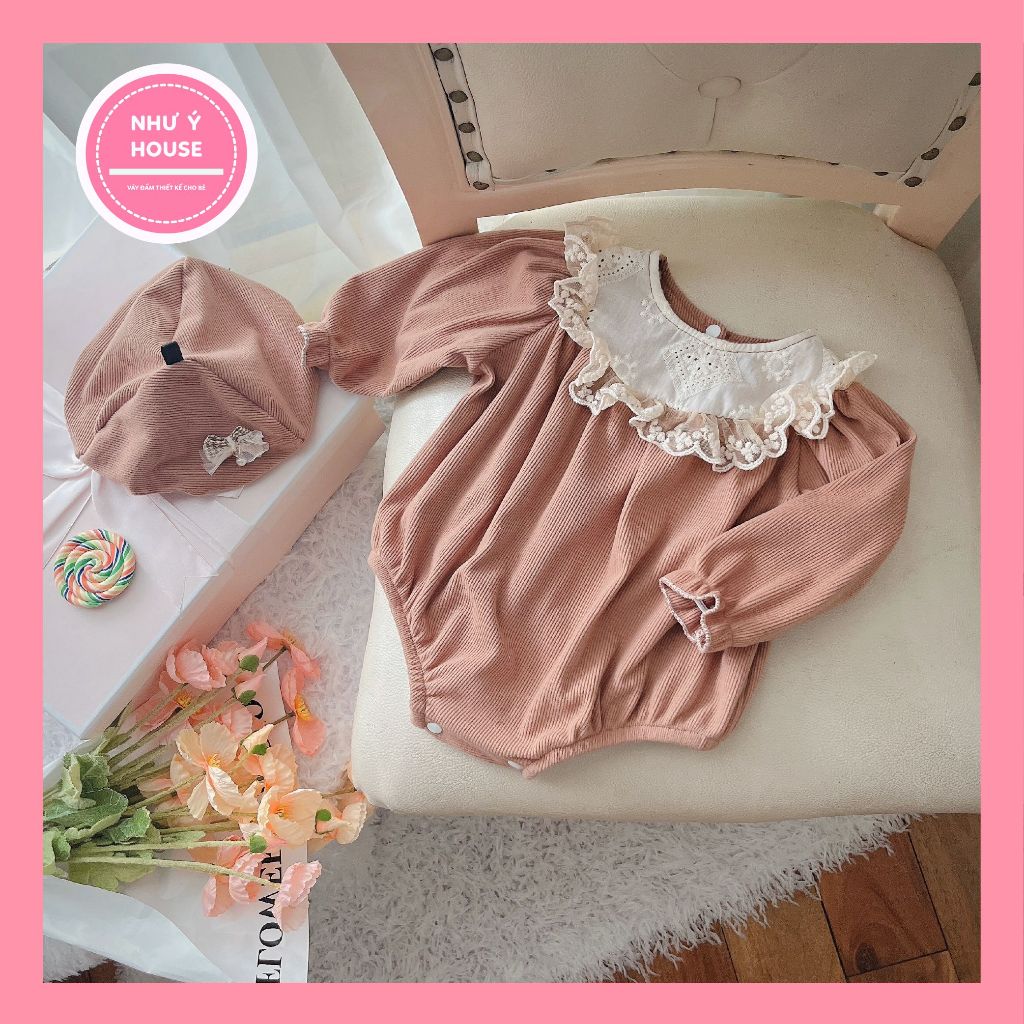 🍭Body cho bé gái sơ sinh 𝑲𝑬̀𝑴 mũ + 𝑭𝑹𝑬𝑬𝑺𝑯𝑰𝑷🍭NHƯ Ý HOUSE'S-body trẻ em hàng tkcc - body len nhung mềm ấm
