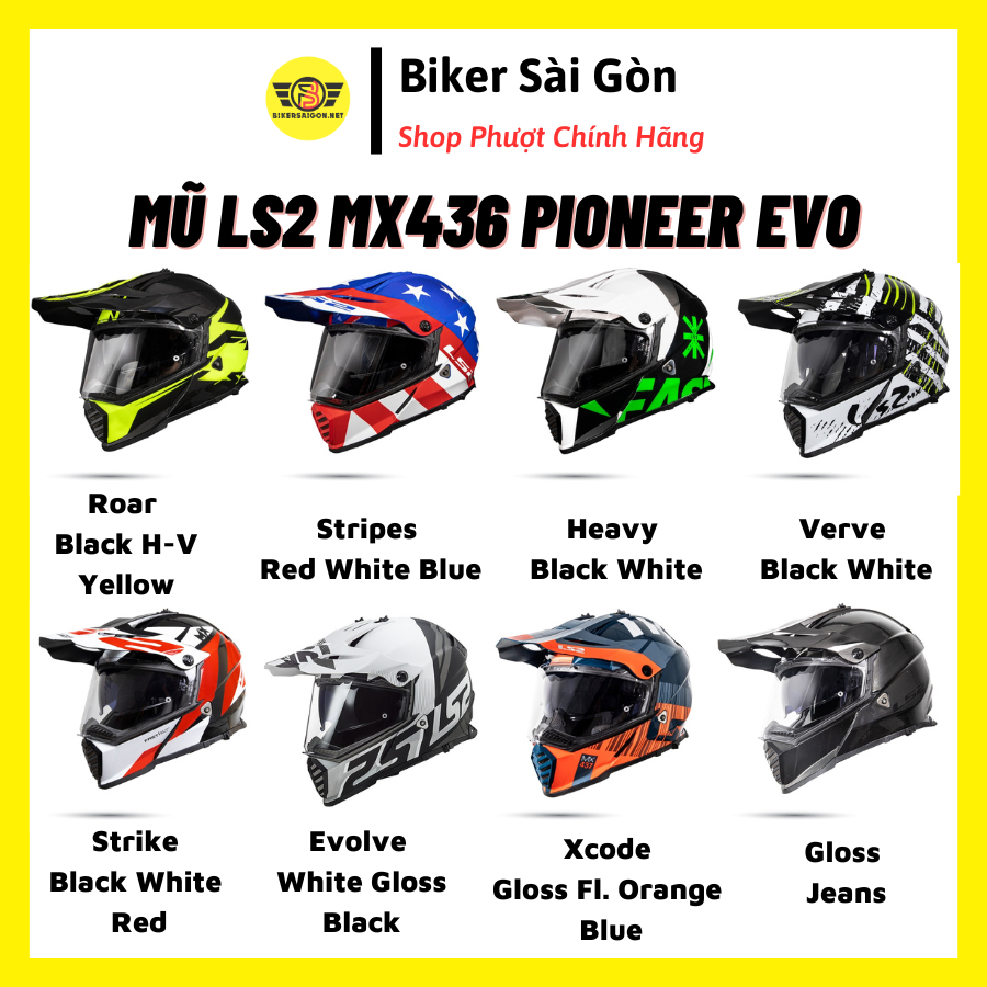 [LS2 CHÍNH HÃNG] Mũ Hảo Hiểm Dual Sport LS2 MX436 PIONEER EVO Màu Mới 2023 - Bảo hành 3 năm - Biker Sài Gòn