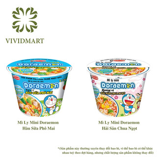  - ACECOOK - Mì ly mini Doraemon 2 vị: Hải Sản Chua Ngọt, Hàu Sữa Phô Mai (48-53g/ly) -  Mì ly Doremon