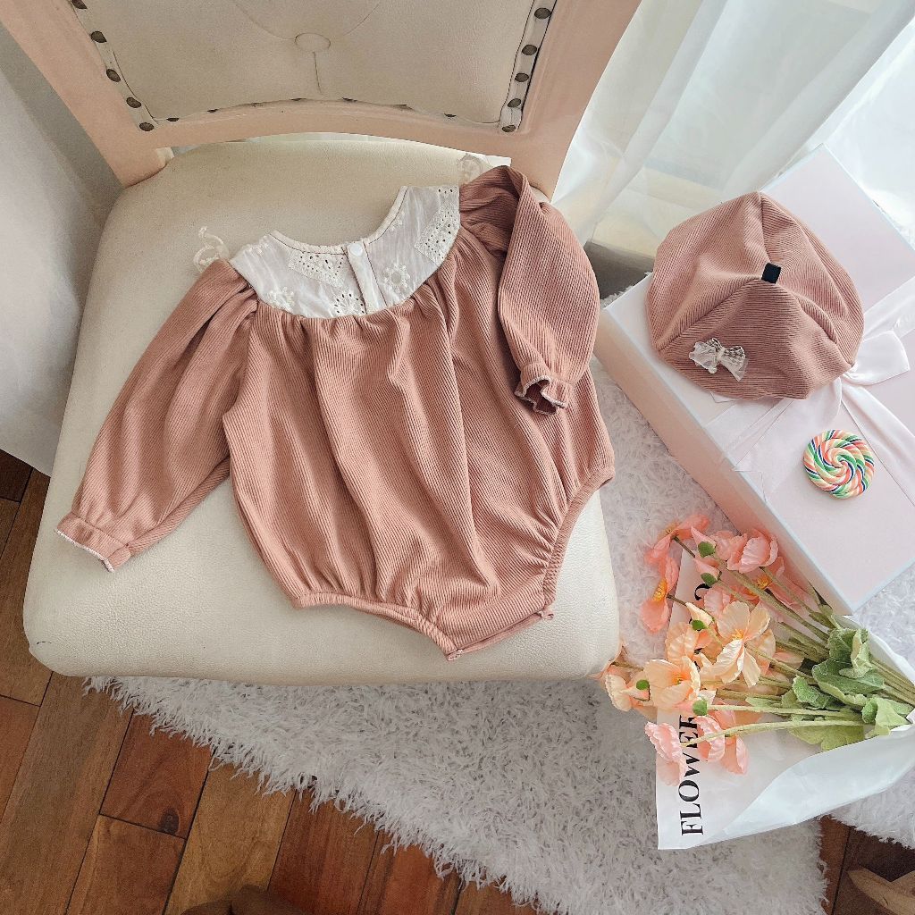 🍭Body cho bé gái sơ sinh 𝑲𝑬̀𝑴 mũ + 𝑭𝑹𝑬𝑬𝑺𝑯𝑰𝑷🍭NHƯ Ý HOUSE'S-body trẻ em hàng tkcc - body len nhung mềm ấm