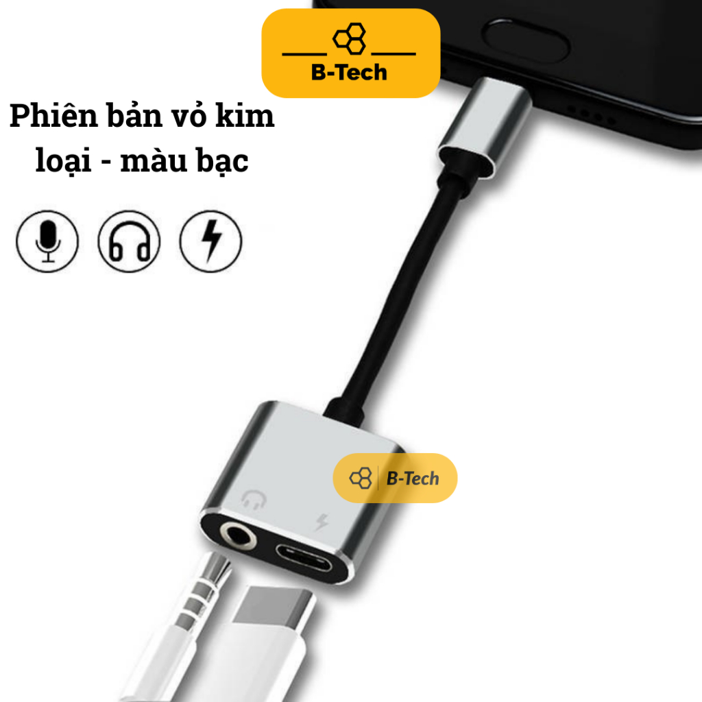Jack chuyển đổi Type C sang tai nghe, audio headphone nghe nhạc chơi game dùng cho Samsung,xiaomi,Huawei - Btech