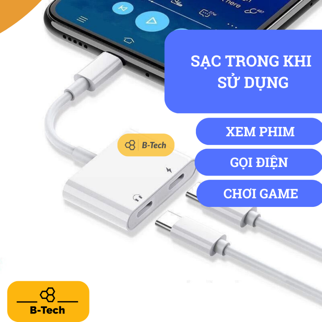 Jack chuyển đổi Type C sang tai nghe, audio headphone nghe nhạc chơi game dùng cho Samsung,xiaomi,Huawei - Btech