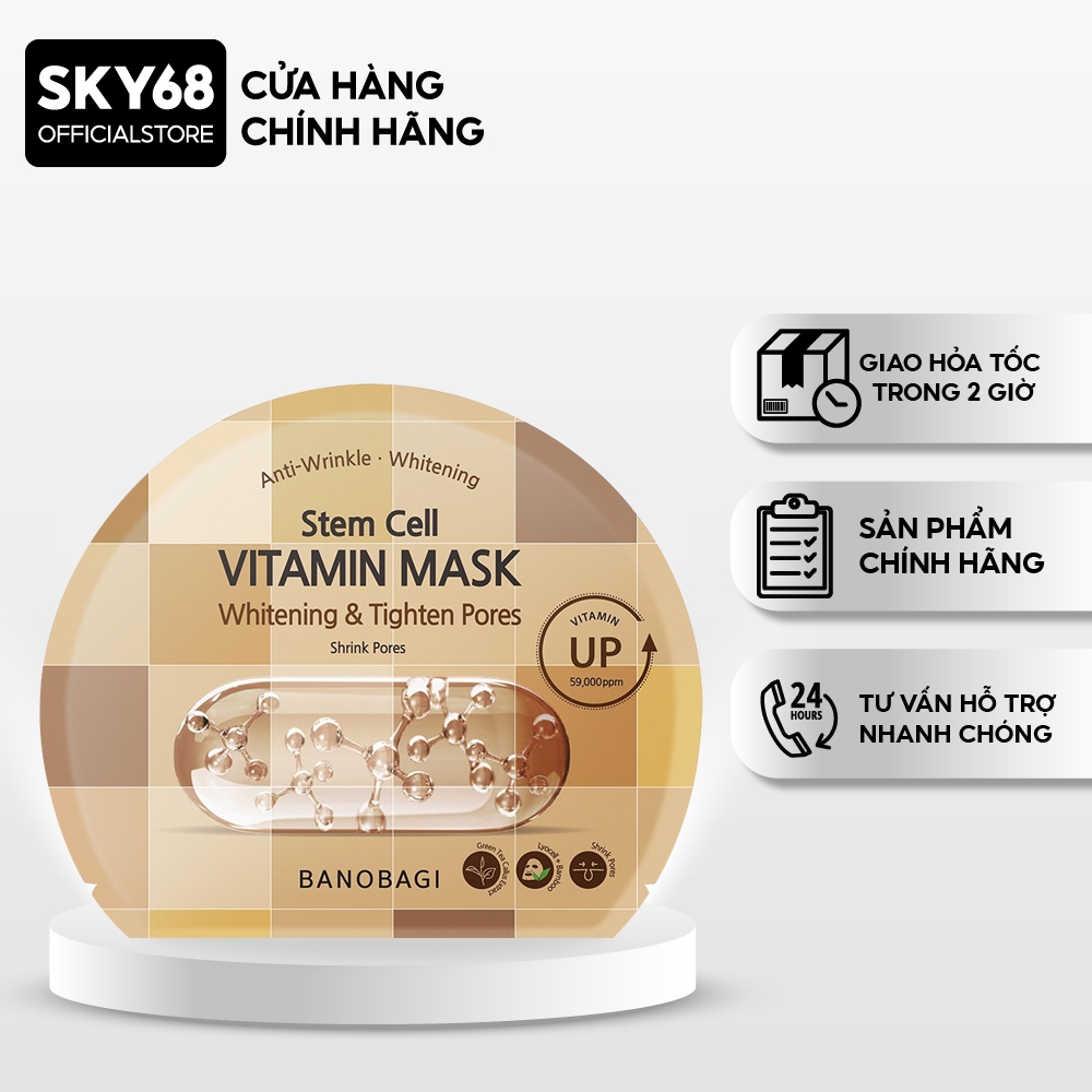 Mặt nạ BANOBAGI Loại Bỏ Dầu, Se Khít Lỗ Chân Lông Stem Cell Vitamin Mask 30ml - CARO Tighten Pores