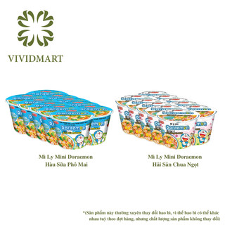 - acecook - mì ly mini doraemon 2 vị: hải sản chua ngọt, hàu sữa phô mai - mì ly doremon