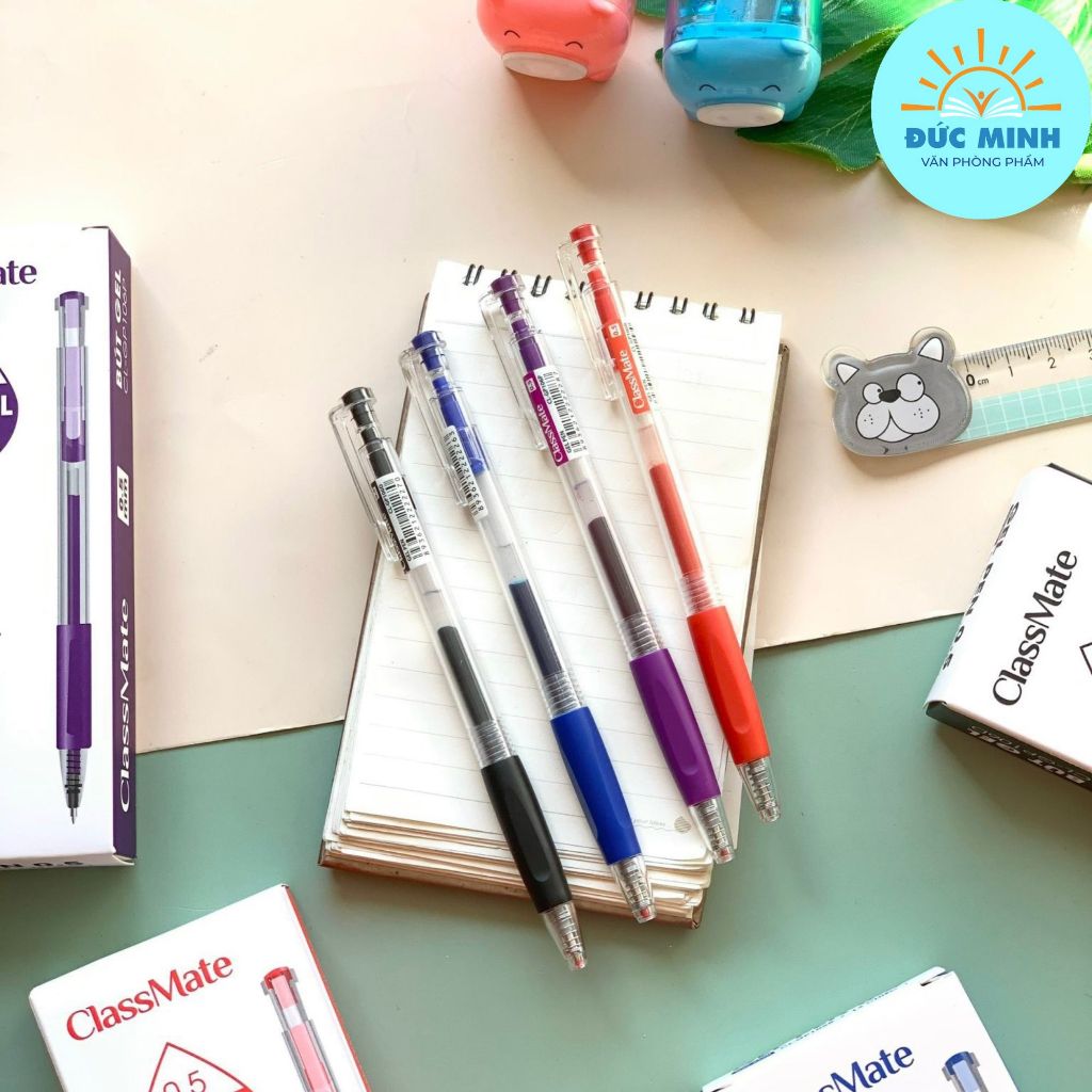 (12c) Bút gel bấm định vị tay cầm Classmate, siêu mượt GP106 ngòi 0.5mm, mực khô nhanh vpp Diệp lạc