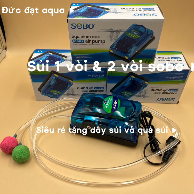 Máy Sủi Khí Oxy 2 và 1 Vòi sobo  & RS-248A-348A (tặng kèm dây sủi và quả sủi) hàng chính hãng