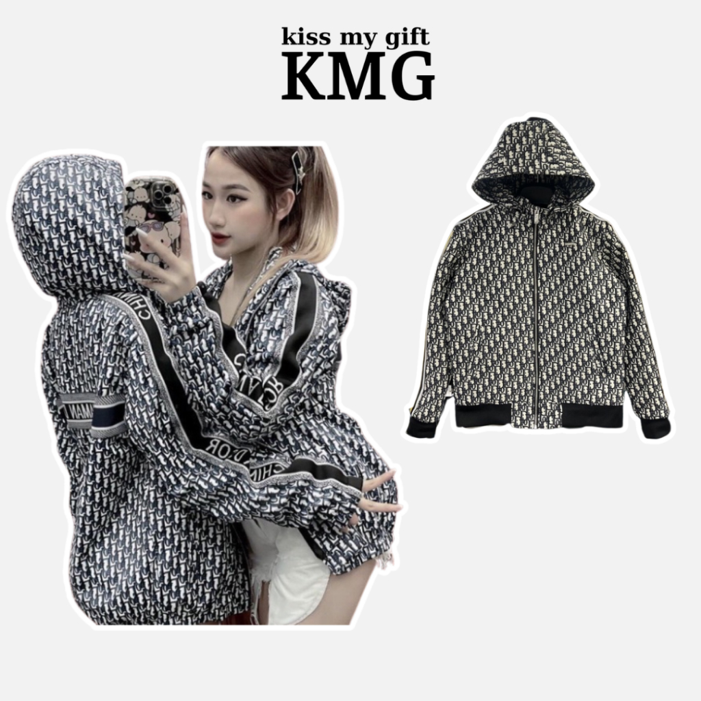 Áo Khoác Di.or trần bông vân chìm viền tay cực sang - Áo khoác ngoài dior mũ khoá zip hot trend KMG Fashion