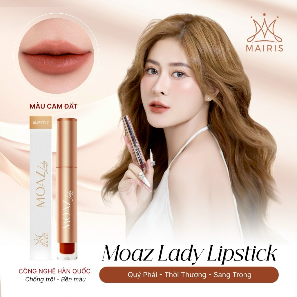Son Lì Moaz Mairis HUYỀN PHI 10ml Chính Hãng Bền Màu Chống Trôi Không Chì Dưỡng Môi Mịn Màng