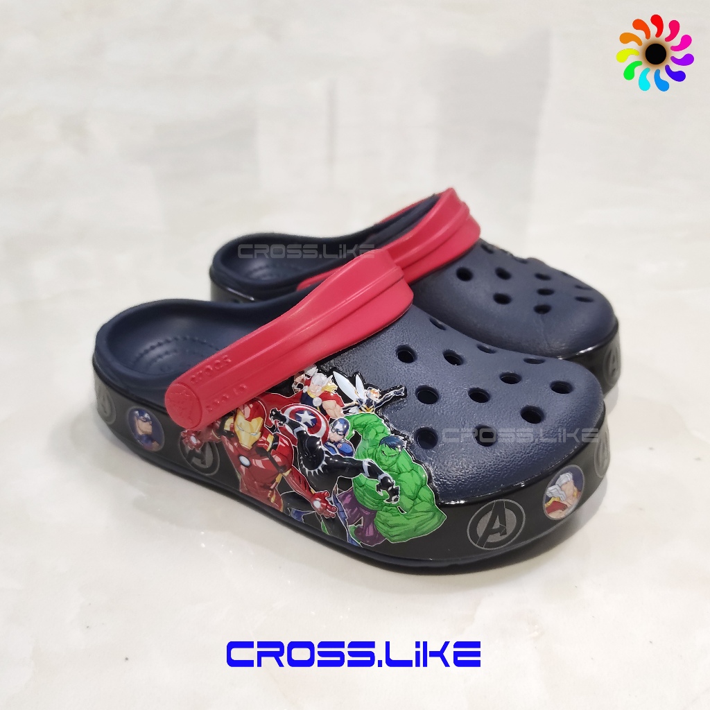 Dép CROSS nhựa cho bé MARVEL, sục siêu anh hùng cho bé trai và bé gái, nhựa nguyên khối siêu bền, tặng jibbitz