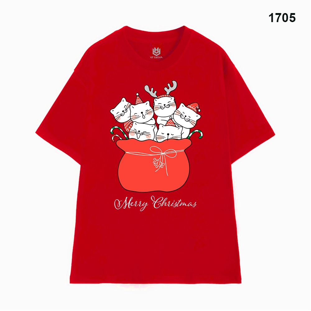 Áo Thun HY KOREA Vải Cotton 100 Nguyên Chất In Hình Noel 1705 Phom Rộng OverSize Unisex