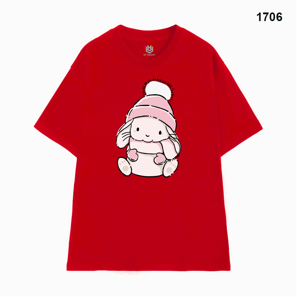 Áo Thun HY KOREA Vải Cotton 100 Nguyên Chất In Hình Noel 1706 Phom Rộng OverSize Unisex