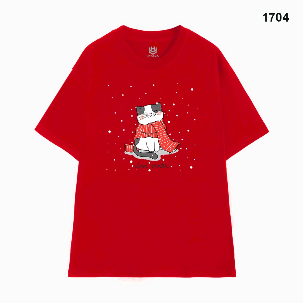 Áo Thun HY KOREA Vải Cotton 100 Nguyên Chất In Hình Noel 1704 Phom Rộng OverSize Unisex
