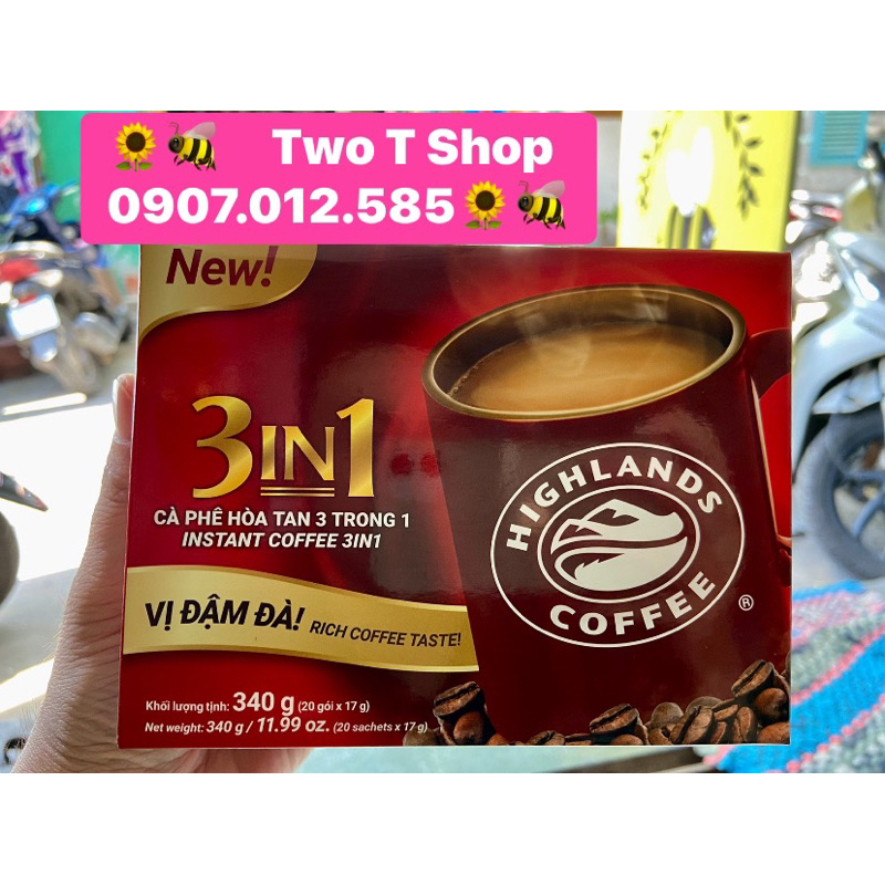 ☕️CAFE HIGHLANDS  HỘP LỚN 20 GÓI 340gr 3in1 HOÀ TAN VỊ ĐẬM ĐÀ