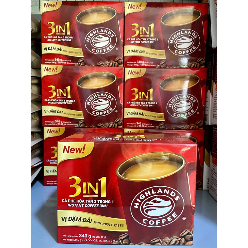 ☕️CAFE HIGHLANDS  HỘP LỚN 20 GÓI 340gr 3in1 HOÀ TAN VỊ ĐẬM ĐÀ
