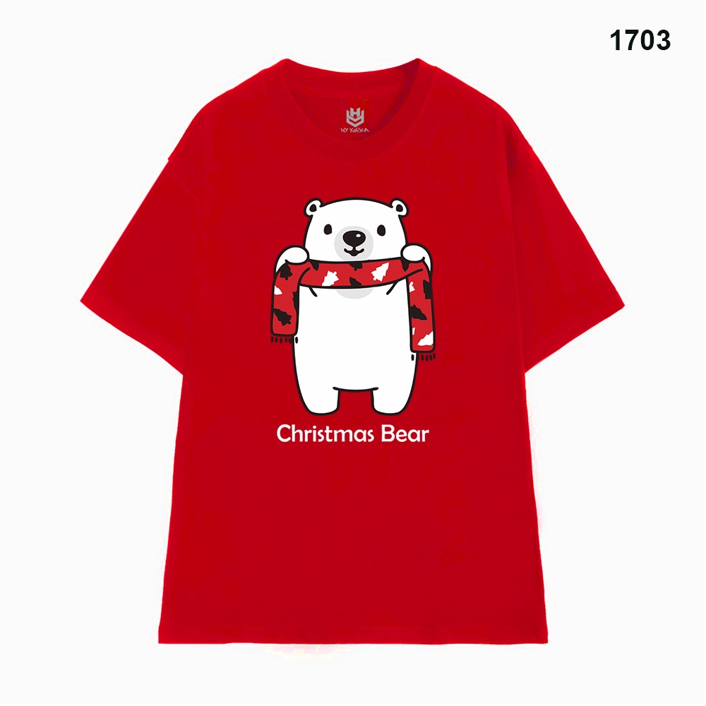 Áo Thun HY KOREA Vải Cotton 100 Nguyên Chất In Hình Noel 1703 Phom Rộng OverSize Unisex