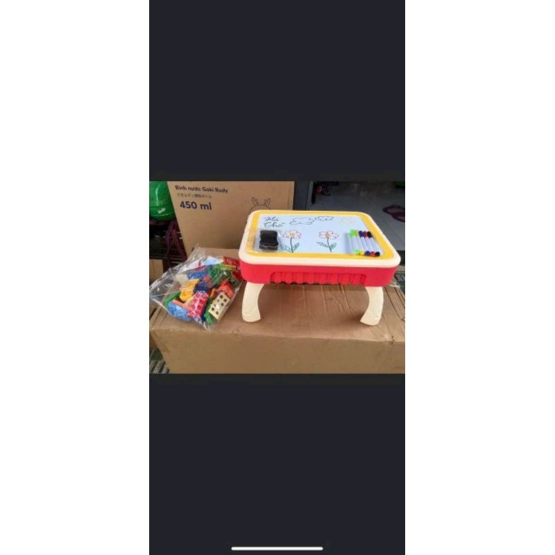 Bàn xếp hình lego kiêm bảng vẽ đa năng vinamilk cho bé🌹🌹 freeship 🌹🌹 hkm sữa