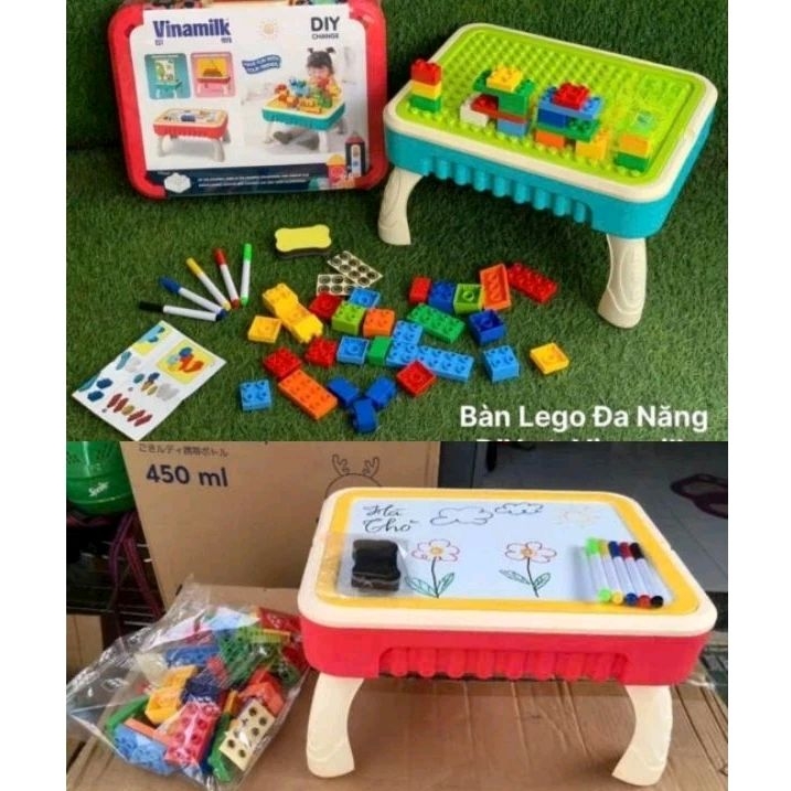 Bàn xếp hình lego kiêm bảng vẽ đa năng vinamilk cho bé🌹🌹 freeship 🌹🌹 hkm sữa