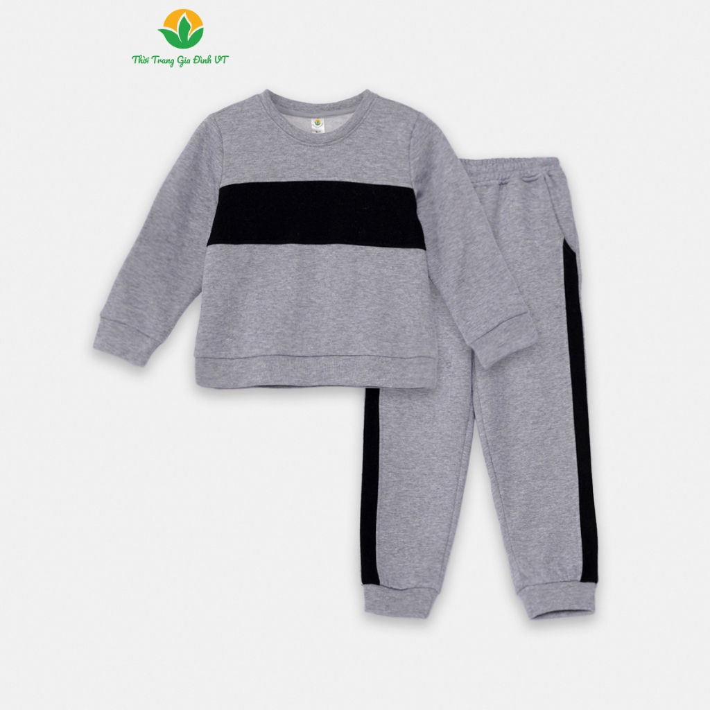 Bộ nỉ bé trai thu đông thời trang Việt Thắng, quần dài, áo dài tay phối màu - B70.2304